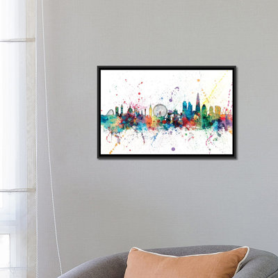«Rainbow Splash Skyline Series: London, England, United Kingdom» par Michael Tompsett, reproduction d'art sur toile tendue