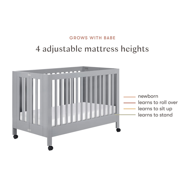 Maki 2-in-1 Convertible Portable Crib, Gray