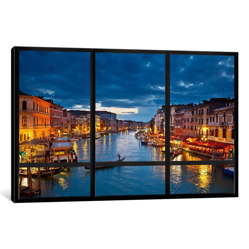 Venice City Skyline Window View - Print on Canvas, 66.04 cm H x 45.72 cm W x 3.175 cm D, Wrapped Canvas