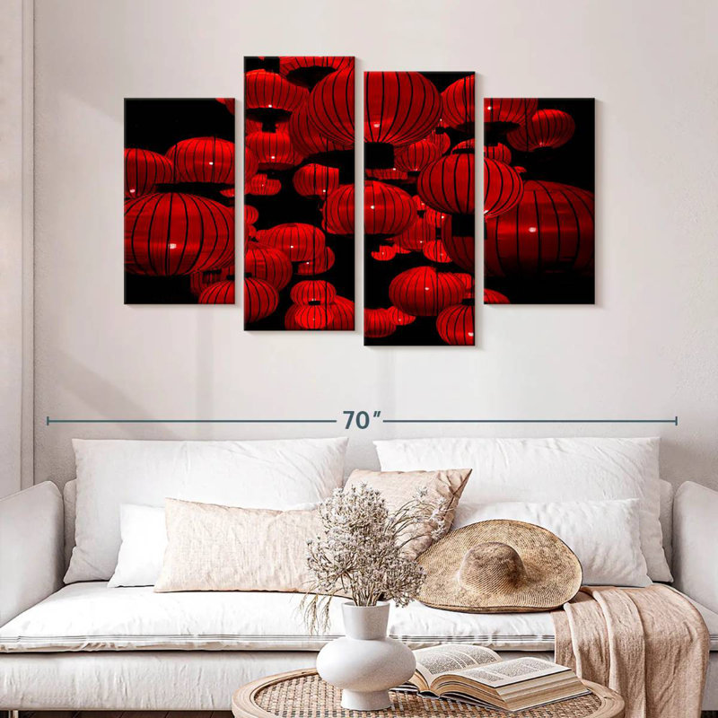 Nicci Red Chinese Lanterns, 32" H x 52" W