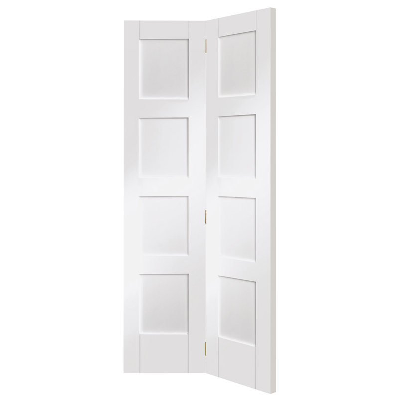Internal White Primed Shaker 4 Panel Bi-Fold, 1981 mm H x 686 mm W x 35mm D