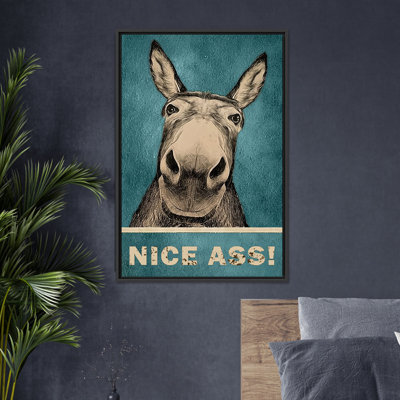 Art humoristique d'âne «Nice Ass», 1P BlackFramedCanves