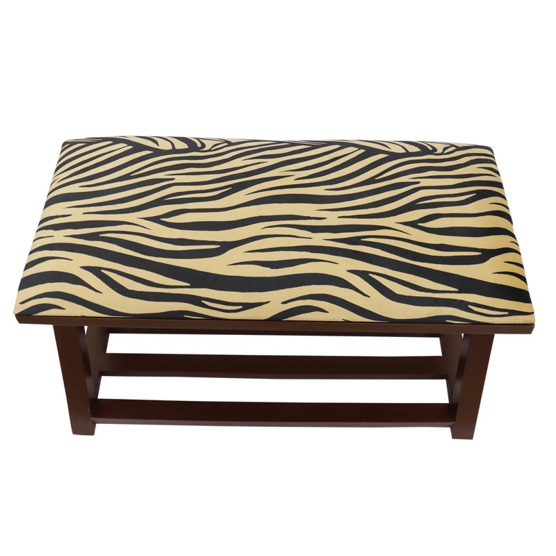 Banc de rangement rembourré avec tablettes, H 21 po x l 36 po x P 18 po, Imprimé animal noir / doré 1