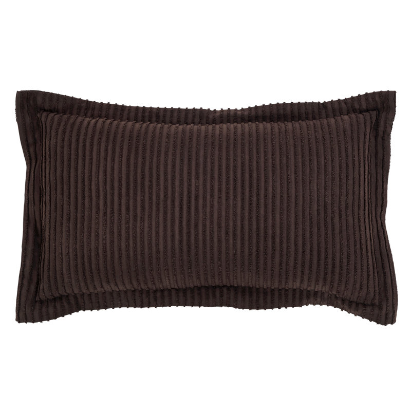 Taie décorative touffetée 100% coton Jullian, conception à rayures modernes, housse décorative douce et respirante, certifié OEKO-TEX, lavable à la machine, très grand (20 po x 36 po), chocolat, toutes saisons