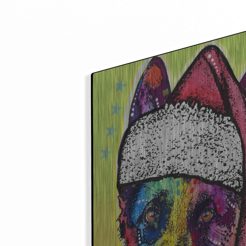 «German Shepherd Christmas» par Dean Russo - impression sans cadre sur métal, H 24 po x l 16 po x P 0,13 po