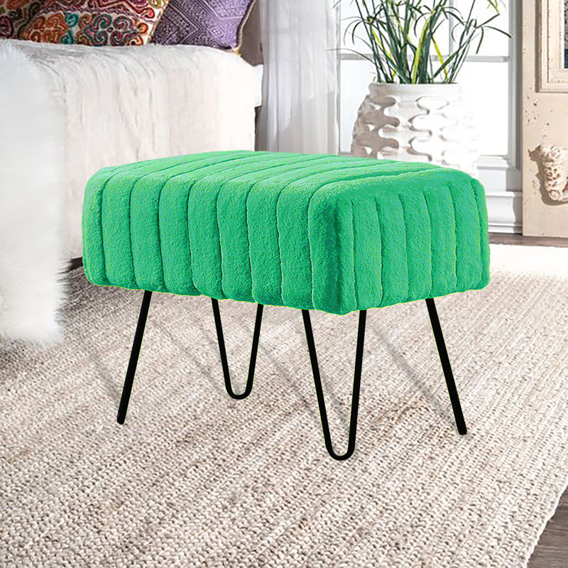 Defranco Upholstered Ottoman, Arcadia Faux Fur