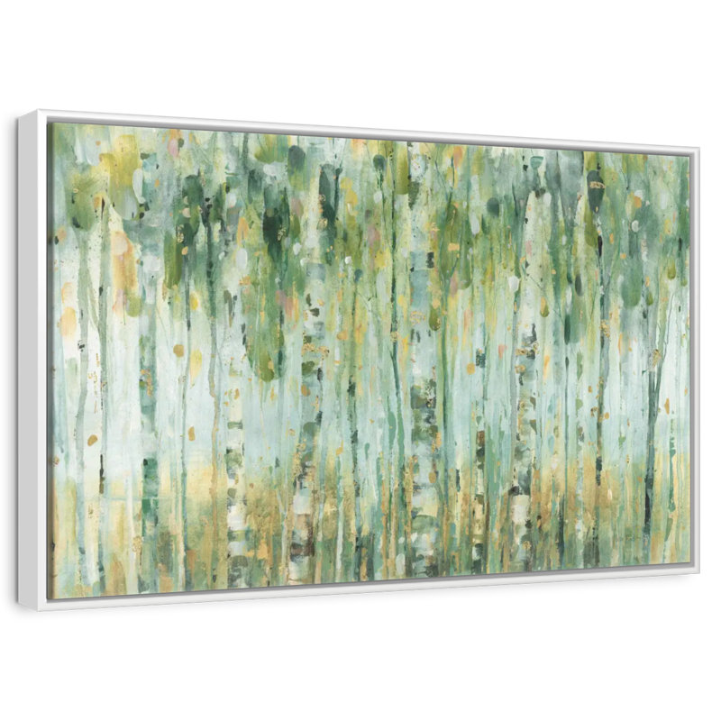 La forêt, 13 po x 9 po, Cadre flottant blanc