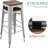 30 Inch Metal Bar Stools with Square Solid Elm Wood Seat Top, Backless Stackable Industrial Barstools,Counter Stool Set of 2-127245959