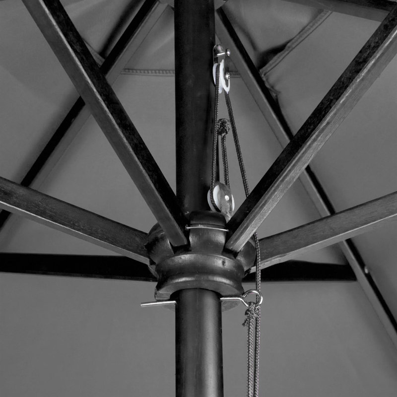 Wooden Garden Parasol, Grey, Black