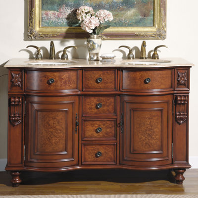 Teme 55'' Double Bathroom Vanity with Stone Top