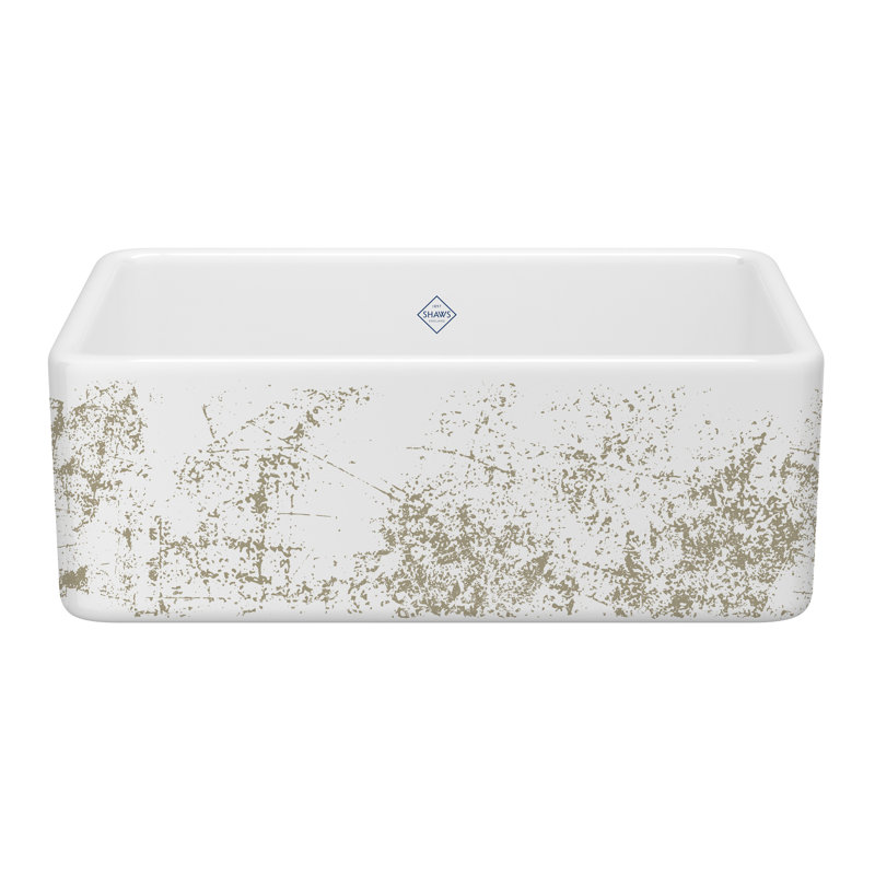 Shaws 30" Single Bowl Farmhouse Apron Front Fireclay Kitchen Sink, Metallic Gold