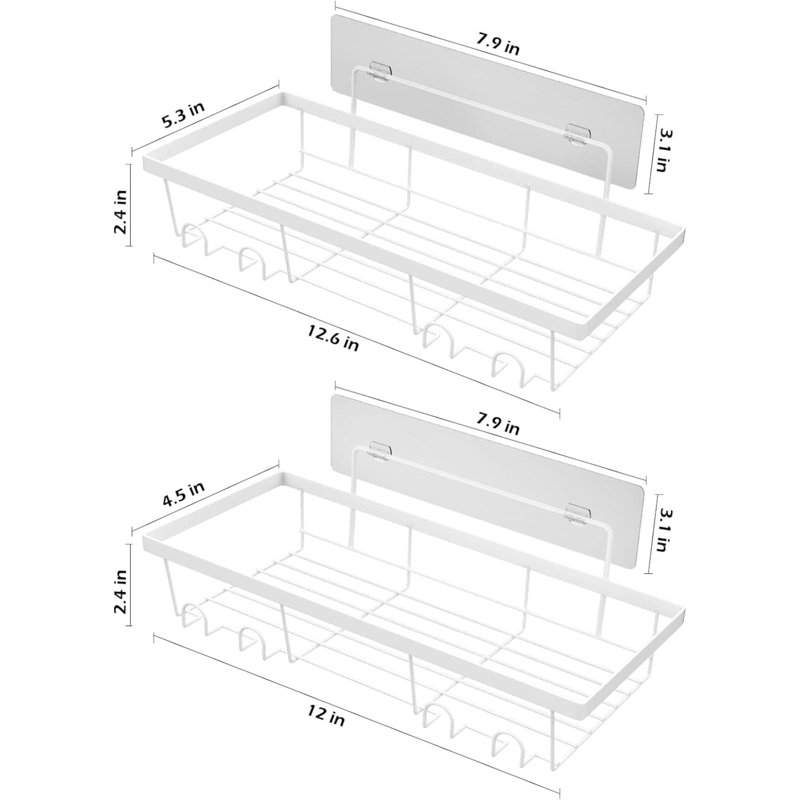 Tablette support 2 pièces Paitlyn, H 2,4 po x l 12,6 po x P 5,3 po, Blanc