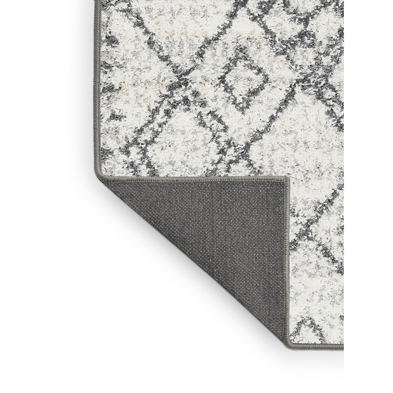 Tapis contemporain beige / blanc, Rectangle 2 pi x 4 pi