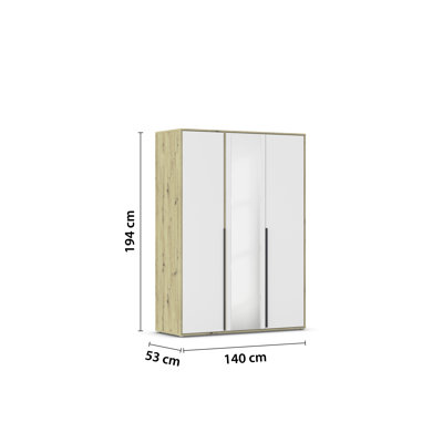 Hinged door wardrobe NAGata with modern handles with mirror