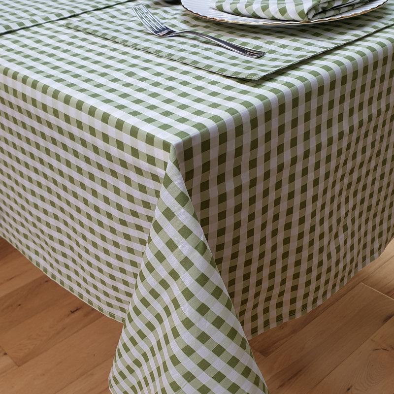 Gingham Check Curtains, Green, Width 116 x Drop 122 cm