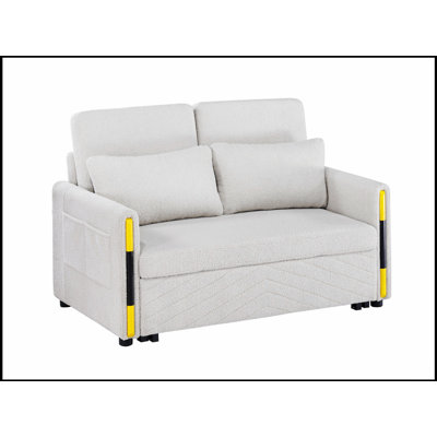 Causeuse-lit en velours beige de 55,5 po Perse
