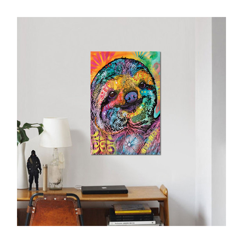 «Sloth» par Dean Russo, impression sur toile, H 26 po x l 18 po x P 1,5 po, Cadre noir