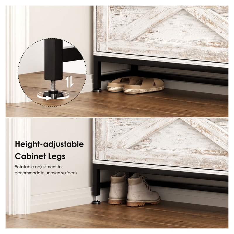 Range-chaussures blanc Farmhouse avec tablettes réglables