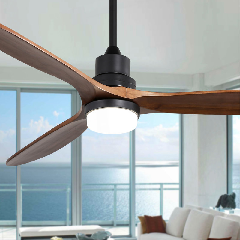 Ventilateur de plafond 60 pouces avec 3 lumières et 3 pales en bois massif