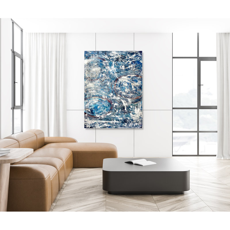 Big Blue On Giclee Canvas Hand Embellished Art, 24" H x 20" W x 1" D, Wrapped Canvas