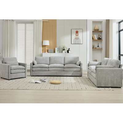 Canapés confortables en chenille modernes pour le salon, gris clair