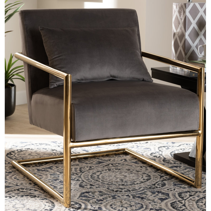 Velvet Armchair, Grey