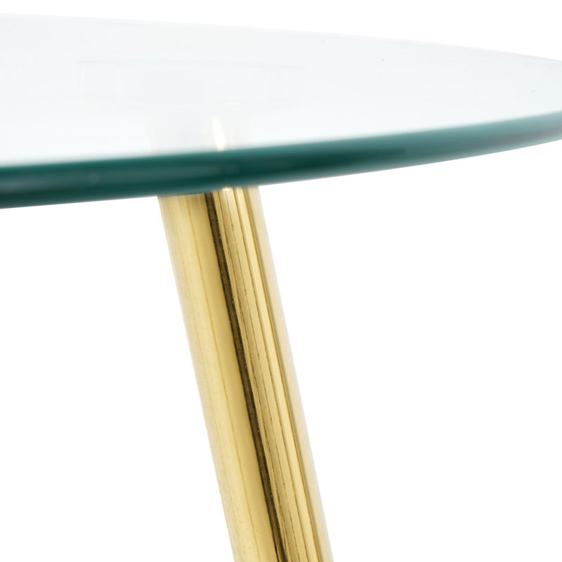 Table en verre moderne simple de 47,2 po, matériau en métal de verre trempé de haute qualité, pieds plaqués or, convient pour la cuisine de restaurant (ensemble de 1)