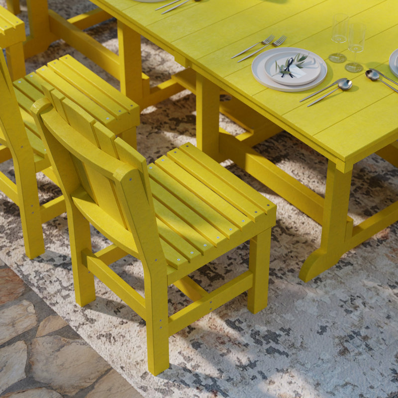 Ensemble de salle à manger 9 pièces 44 po x 94 po Heritage, Jaune citron, 9 pièces