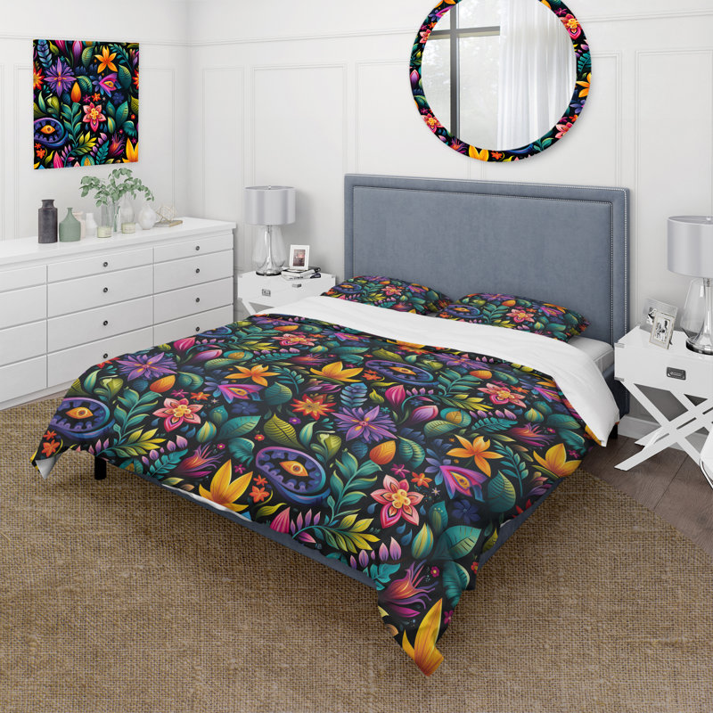 Literie Tropical Fiesta, Housse de couette pour très grand lit et 2 très