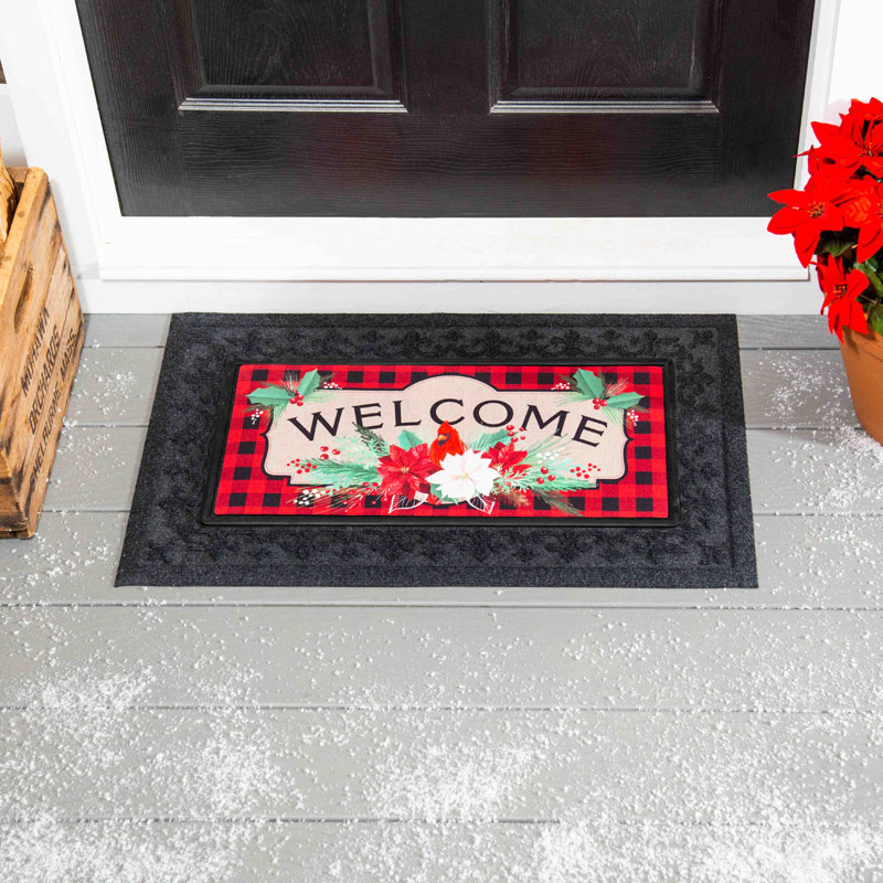 Winter Christmas Joy Sassafras 22 in. x 10 in. Non-Slip Outdoor Door Mat