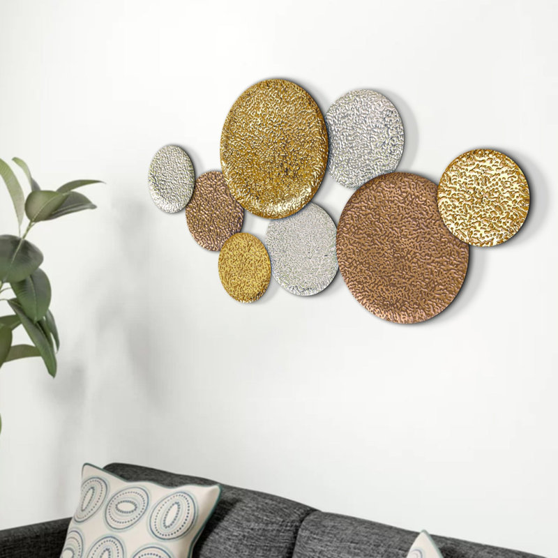 Grande décoration murale en métal pour le salon, brun, 43 pouces, 110 cm de large