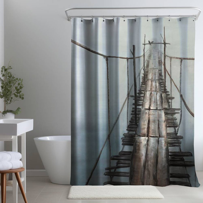 Shower Curtain LA47 – Polyester Shower Curtain, Dye Sublimation Print, 71" W × 74" L