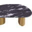 Table basse ovale 1pc avec pieds en pierre frittée, pieds dorés, coins doux, salon noir, gris et or mat