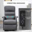 Fauteuil inclinable électrique avec massage par vibration, fauteuil inclinable en tissu pour personnes âgées avec télécommande, poches latérales, gris