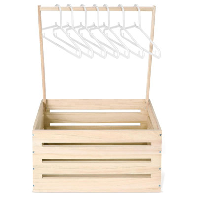 Wooden Baby Shower Crate Storage Box with Handle Gift Organizer Basket Wood Color