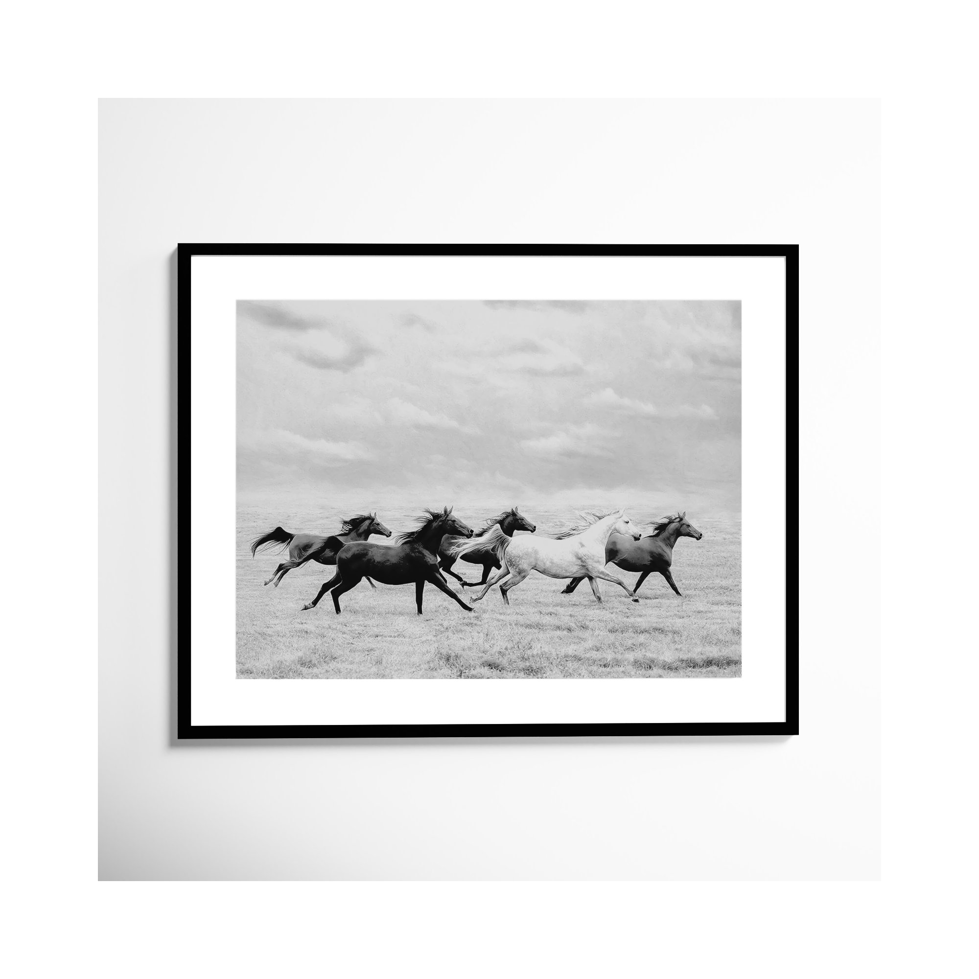 Horse Run I by PHBurchett, Black, 33" H x 41" W