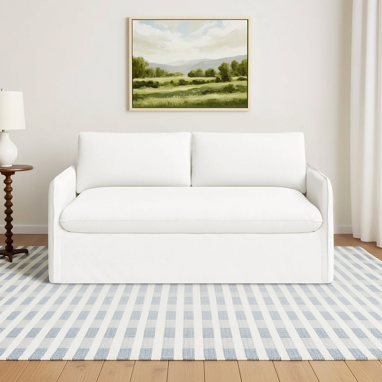 Bellatrix 72'' Upholstered Loveseat, Bayou Off White Canvas