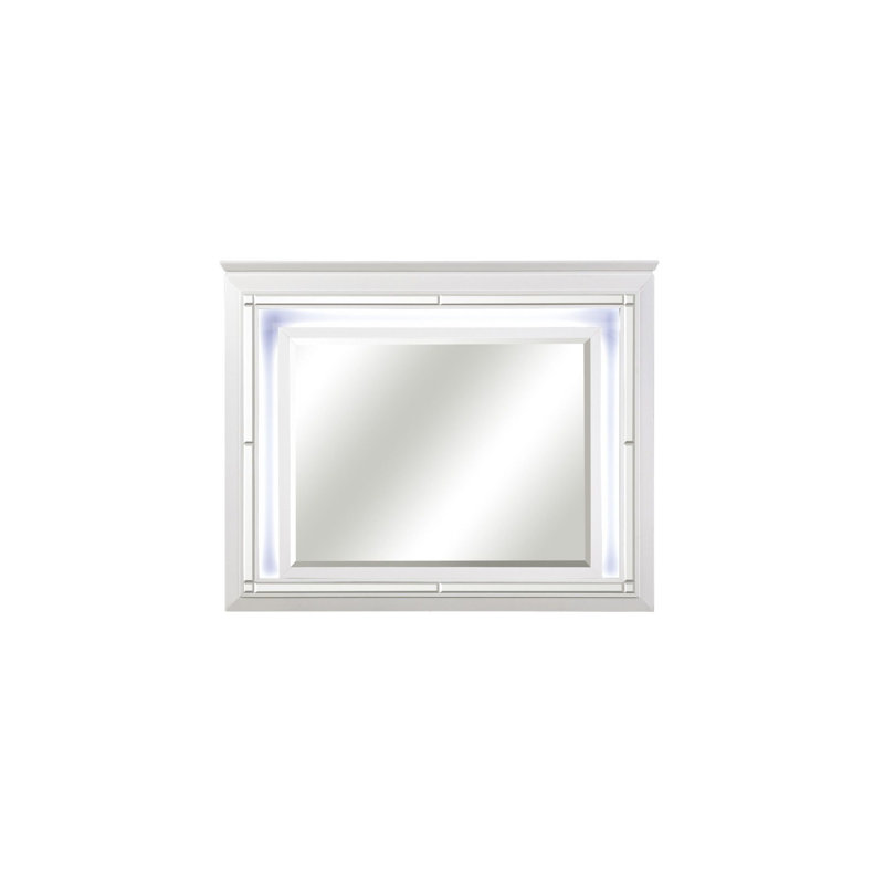 Ensemble de chambre à coucher à panneau en tissu d'ameublement à DEL Ibora 5-2_Devora, Grand, Blanc