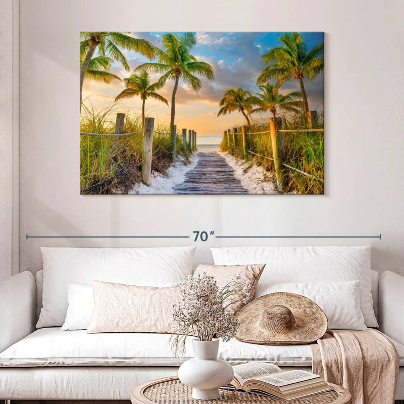 Ravi, plage tropicale, lever de soleil, Key West, Floride, H 32 po x l 48 po