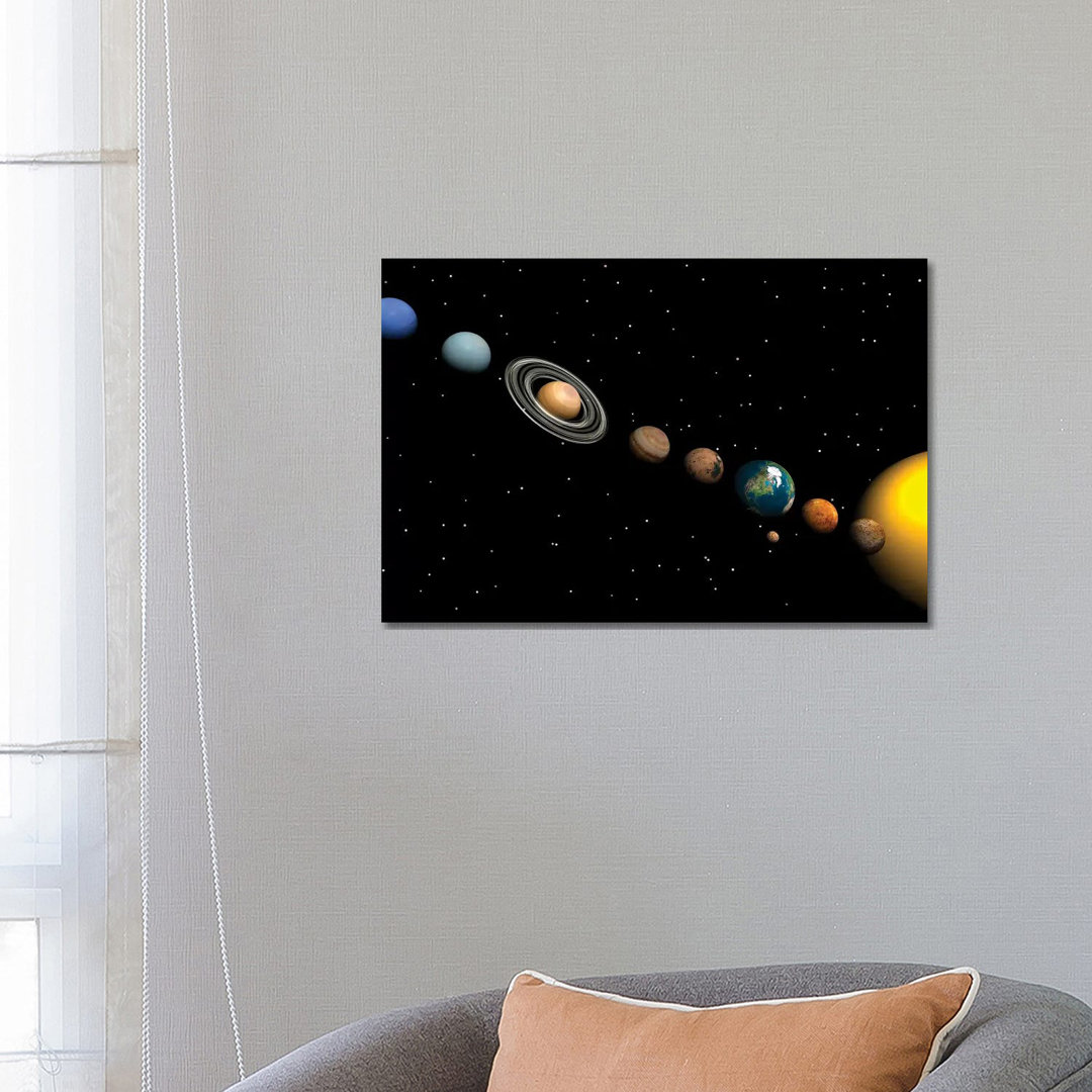 Planets Of The Solar System by Elena Duvernay - Wrapped Canvas Print