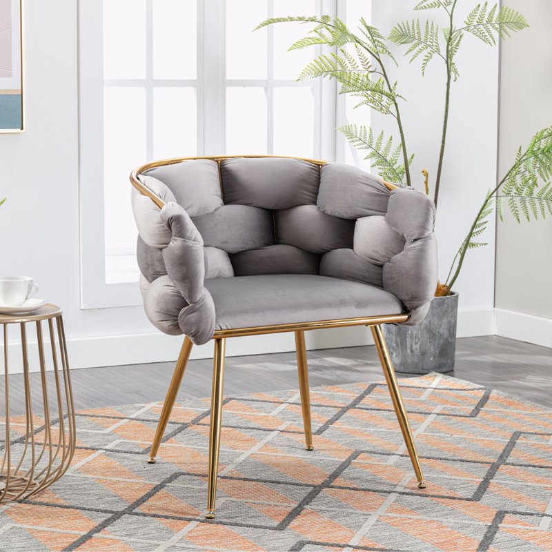 Armchair for Living Room Bedroom Office Easy Assemble, Grey Velvet