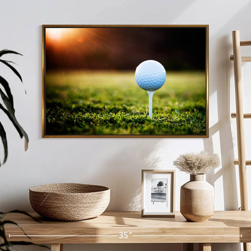 Té de balle de golf, Cadre flottant doré, 25 po x 17 po