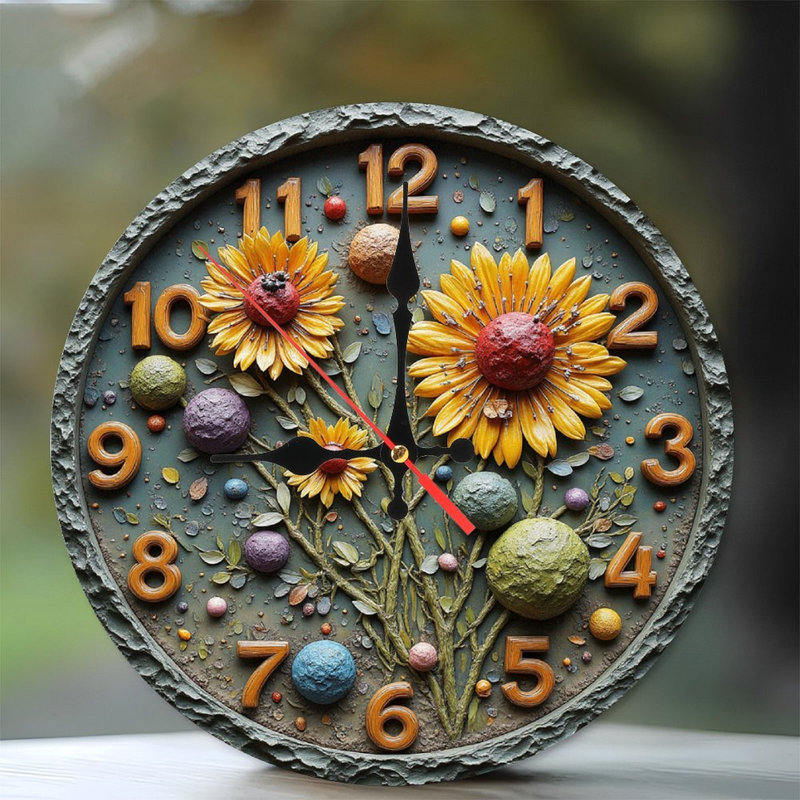 Horloge murale en résine Sunflower