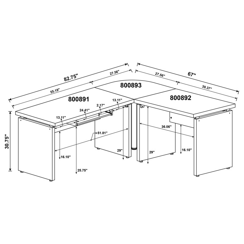 83-Inch L-Shaped Office Computer Desk