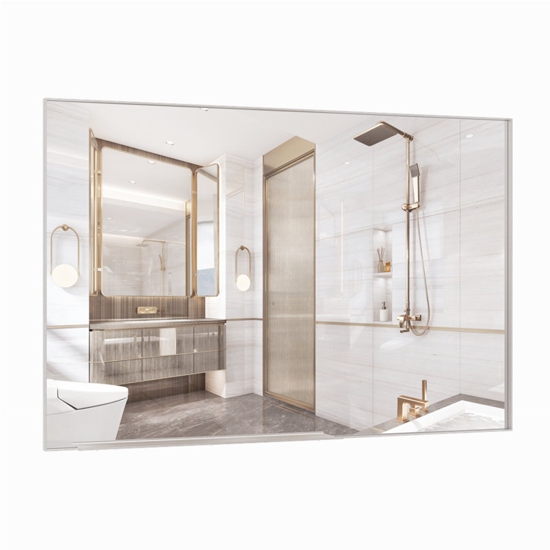 60"X40" Oversized Modern Rectangle Bathroom Mirror, Silver