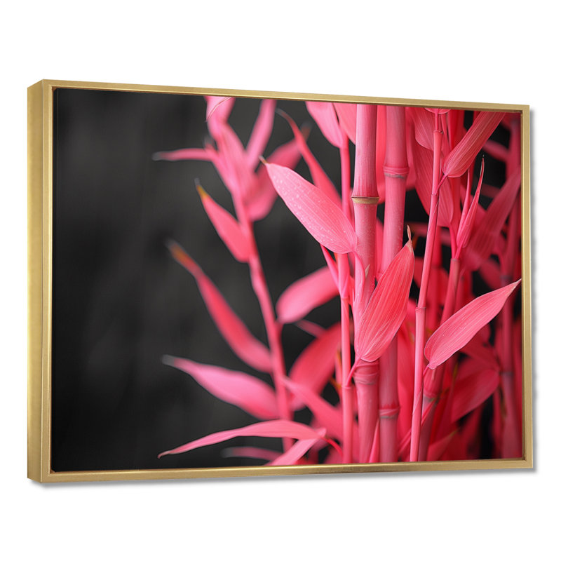 Décoration de jardin en bambou rose et noir I, H 12 po x l 20 po x P 1 po, Cadre flottant doré