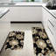 Tapis de cuisine antidérapant beige à motif floral rétro 2 pièces