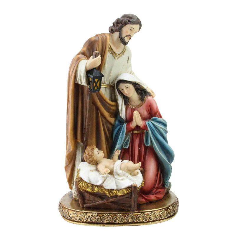 Crèche de Noël 11,5 po aux couleurs vives de la Sainte Famille