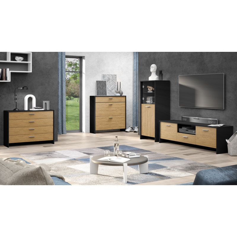 Dunnavent 53 cm W Display Cabinet, Oak/Black