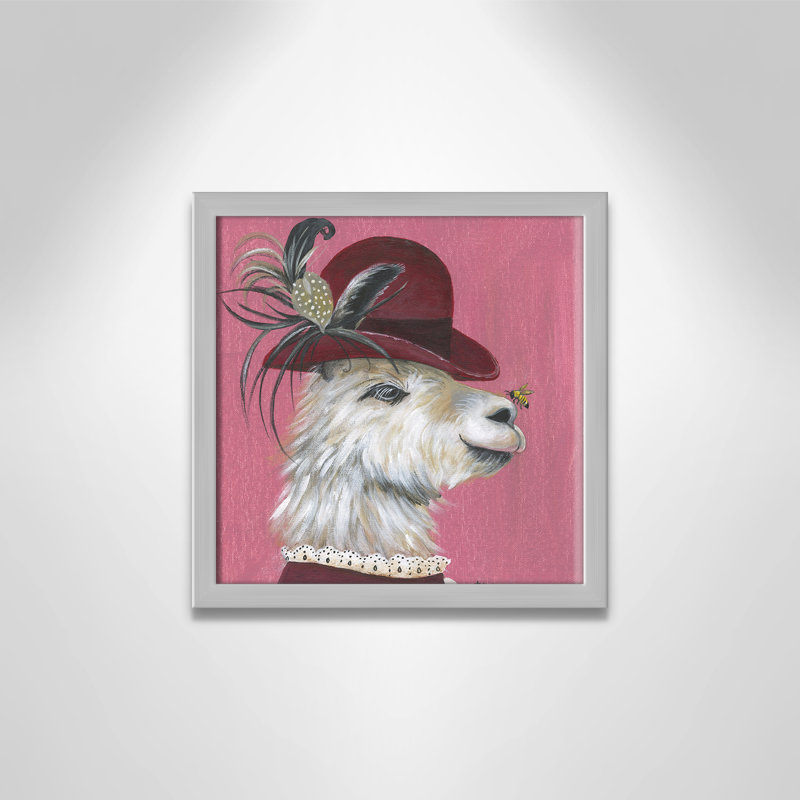 Art sur toile llama, H 13 po x l 13 po x P 1,18 po, Cadre argenté